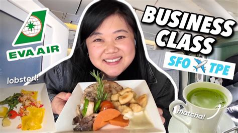 EVA Air BUSINESS CLASS FOOD REVIEW  San Francisco to Taipei 14 Hr Flight