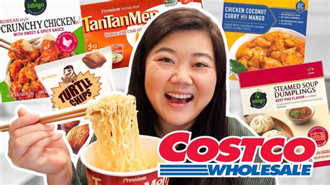 Trying NEW ASIAN FOOD at COSTCO 2023 milk tea korean fried chicken egg tart pho soup dumplings